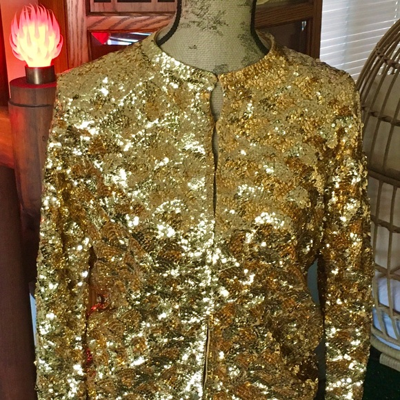 Gold Sequin Women's Jacket Vintage - Picture 3 of 3